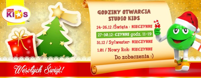 Godziny otwarcia w Boże Narodzenie i Nowy Rok :)